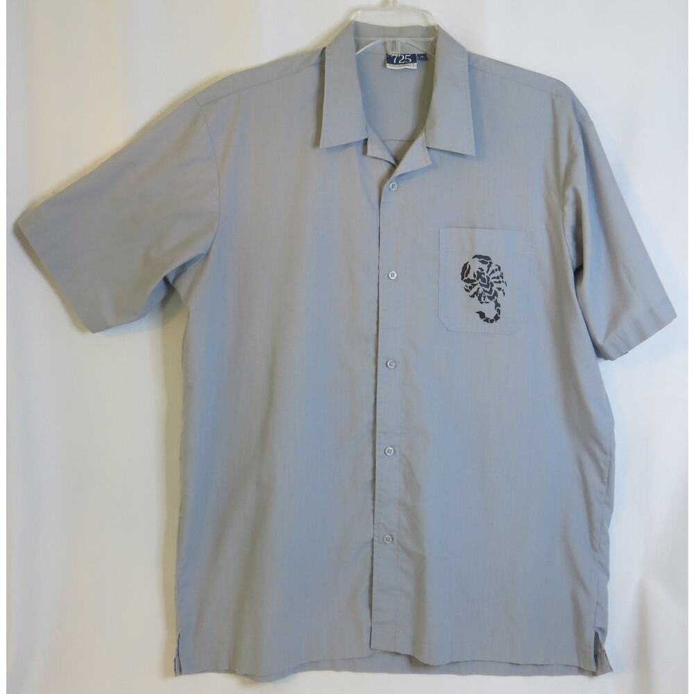 Vintage 725 ORIGINALS Scorpion Button Down Shirt Size XL Men Gray Streetwear Y2K